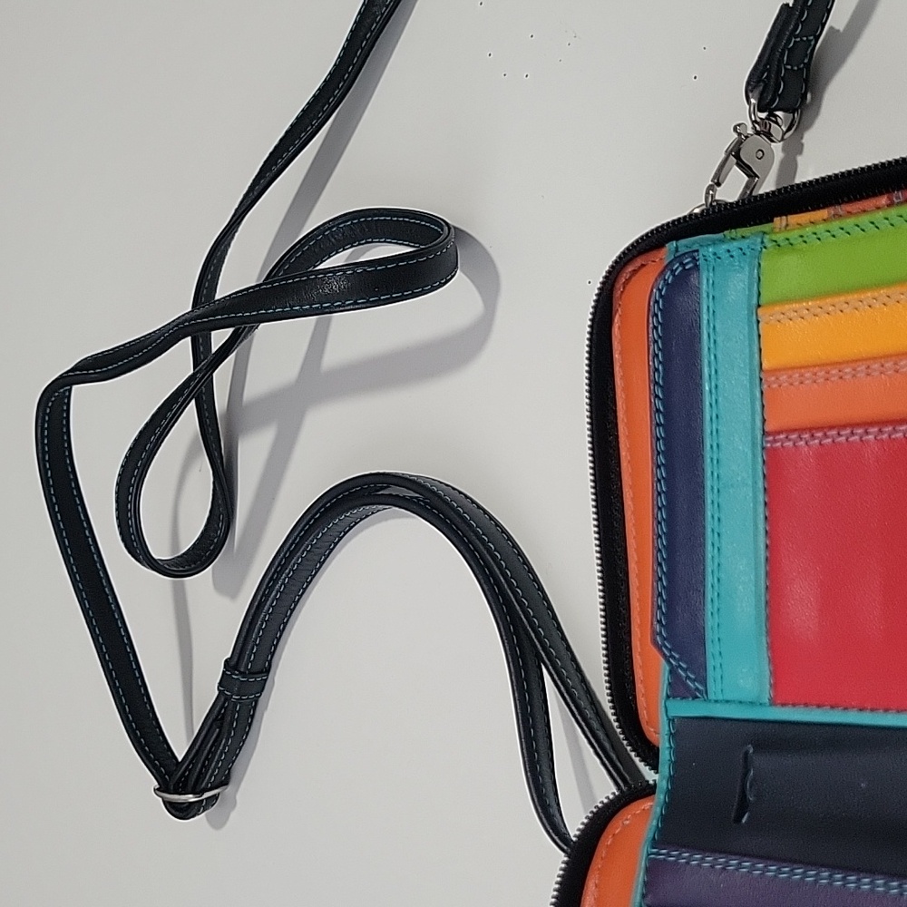 My Walit Small Crossbody Wallet Black With Blue Thread - Picture 9 of 16